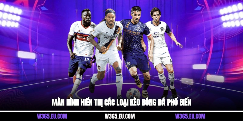 Màn hình hiển thị các loại kèo bóng đá phổ biến